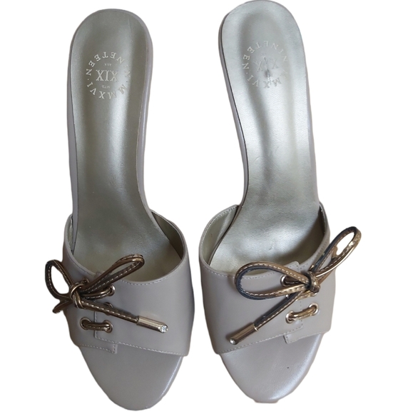 XIX Nineteen Size 9 Beige/cream Heels with Bows - Picture 4 of 11